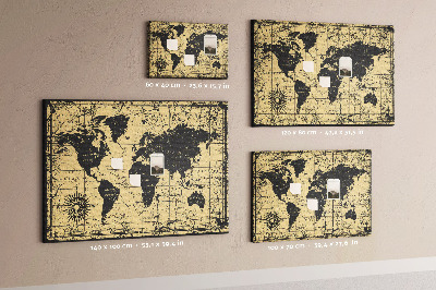 Cork board Vintage World Map