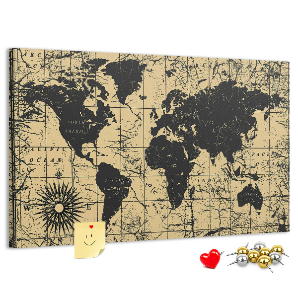 Cork board Vintage World Map