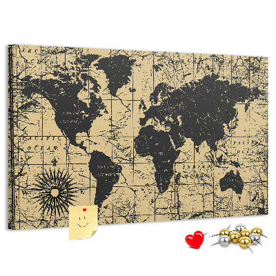 Cork board Vintage World Map