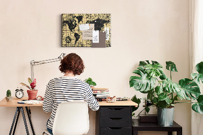 Cork board Vintage World Map