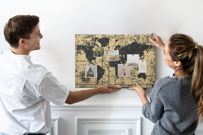 Cork board Vintage World Map