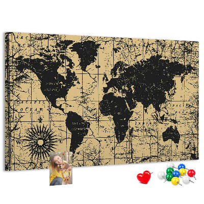 Cork board Vintage World Map