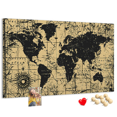 Cork board Vintage World Map