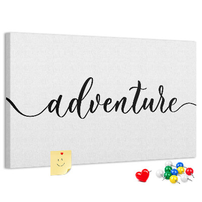 Cork board Adventure lettering
