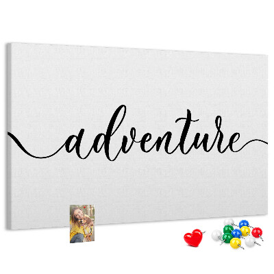 Cork board Adventure lettering
