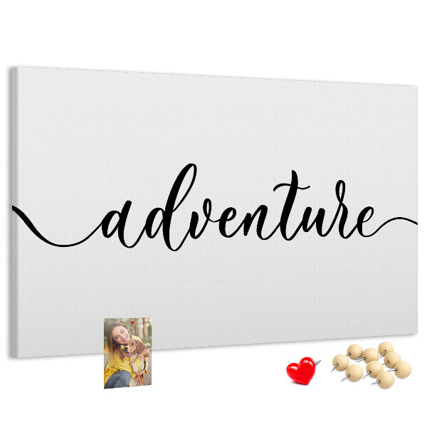 Cork board Adventure lettering