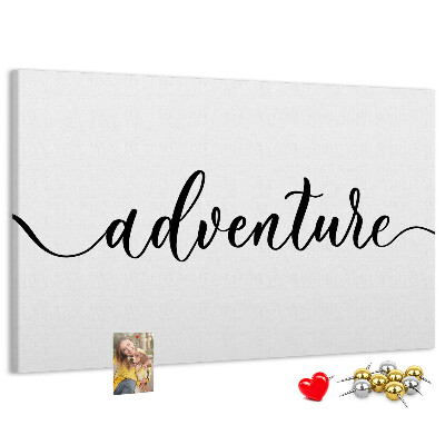 Cork board Adventure lettering
