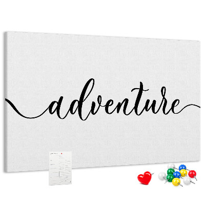 Cork board Adventure lettering