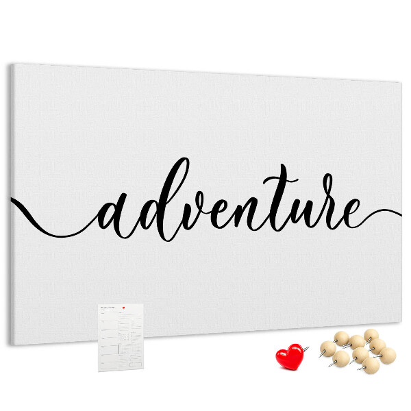 Cork board Adventure lettering