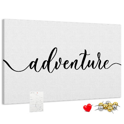 Cork board Adventure lettering