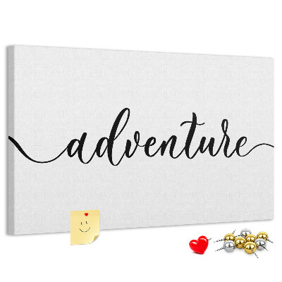 Cork board Adventure lettering