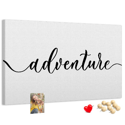 Cork board Adventure lettering