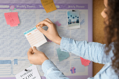 Cork memo board Pink yearly planner