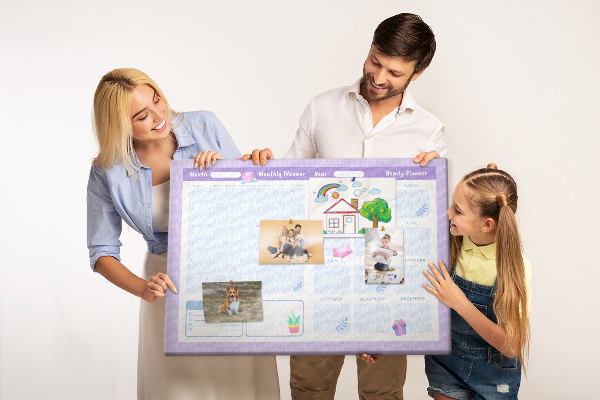 Cork memo board Pink yearly planner