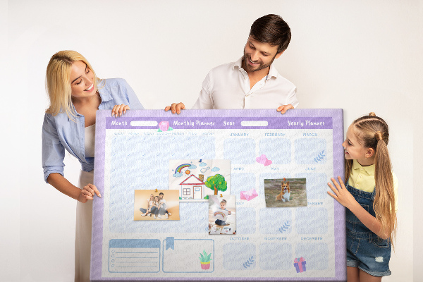 Cork memo board Pink yearly planner