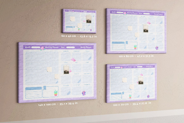 Cork memo board Pink yearly planner