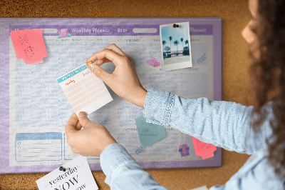 Cork memo board Pink yearly planner