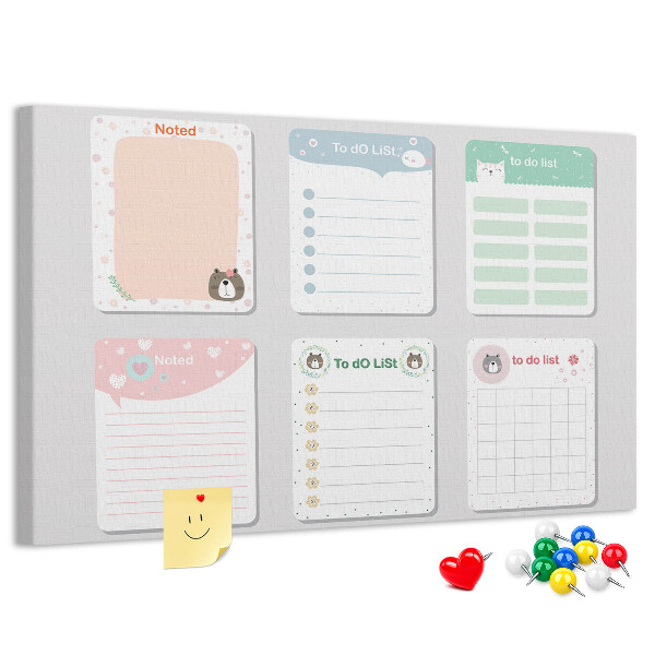 Cork board Colorful notes