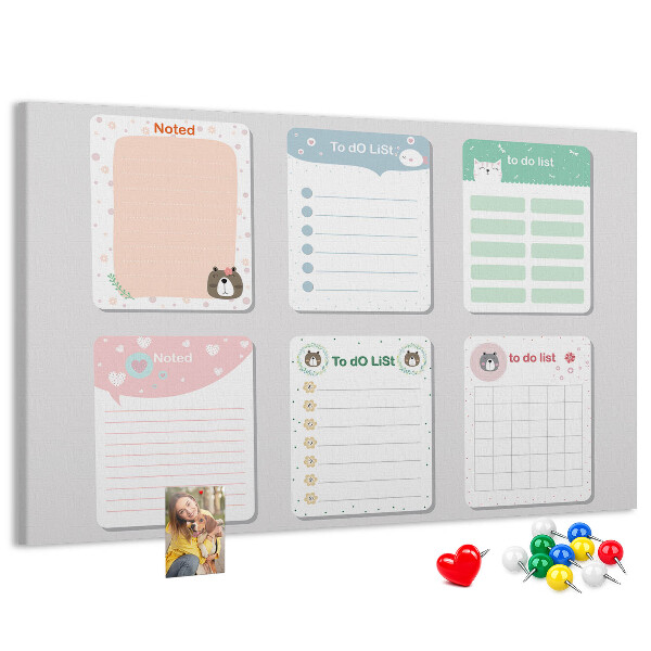 Cork board Colorful notes