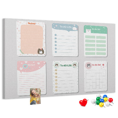Cork board Colorful notes