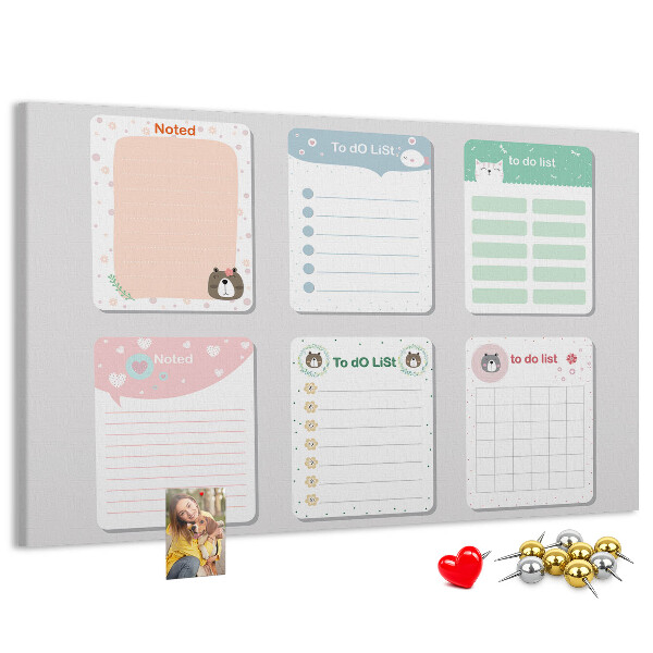 Cork board Colorful notes