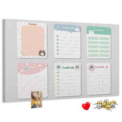 Cork board Colorful notes