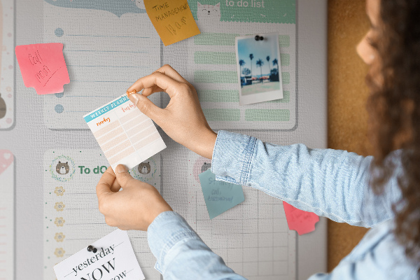 Cork board Colorful notes