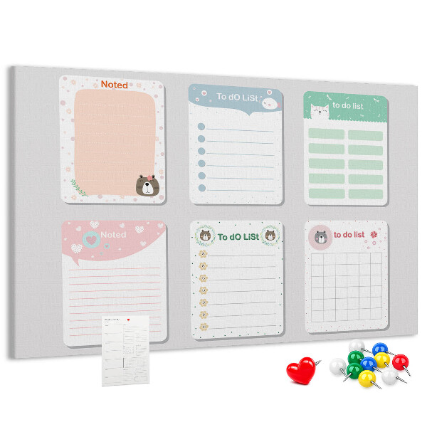 Cork board Colorful notes