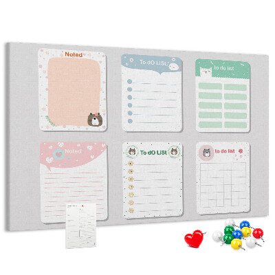 Cork board Colorful notes