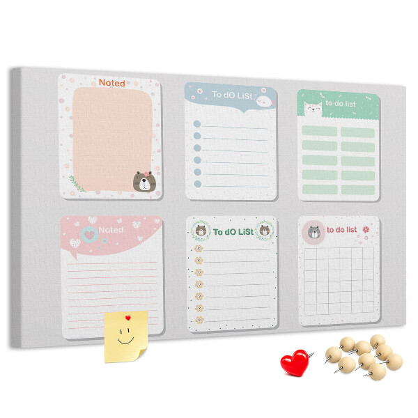 Cork board Colorful notes