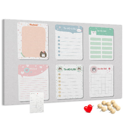 Cork board Colorful notes
