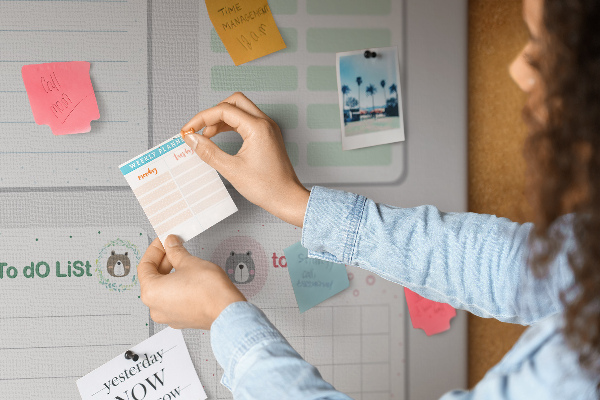 Cork board Colorful notes