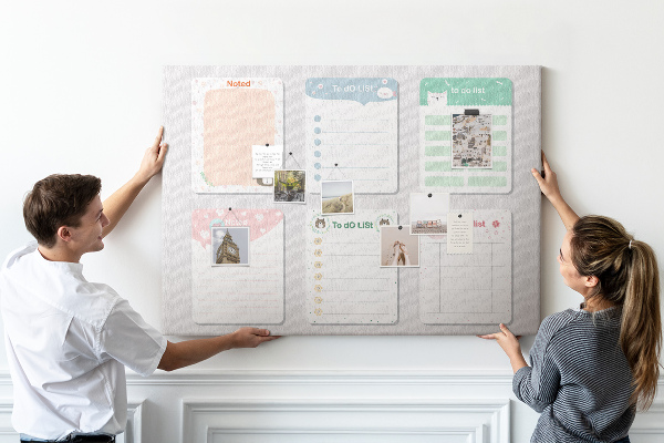 Cork board Colorful notes