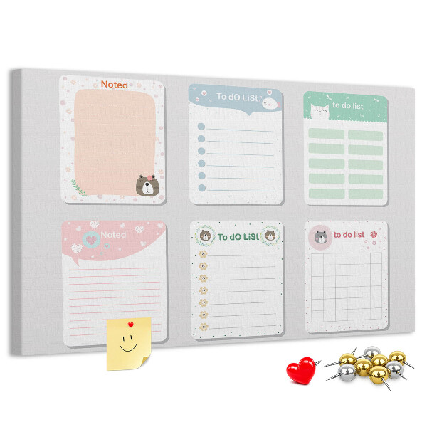 Cork board Colorful notes