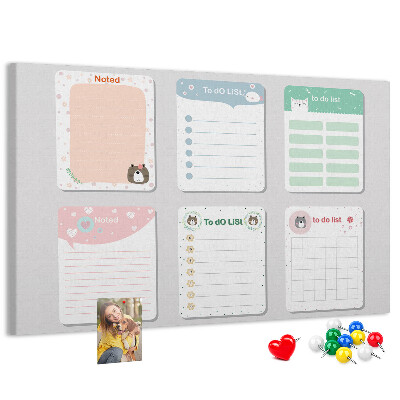 Cork board Colorful notes
