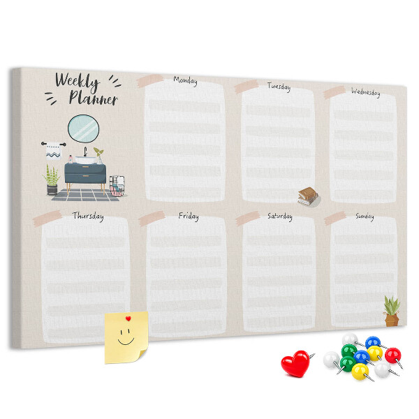 Cork display board Weekly planner