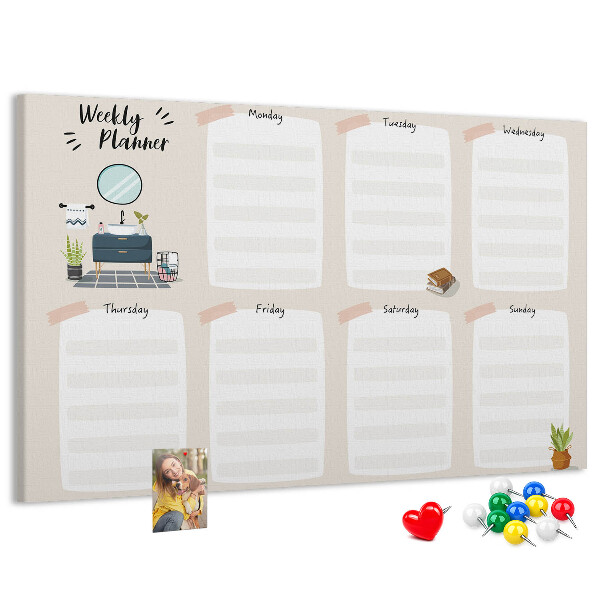 Cork display board Weekly planner
