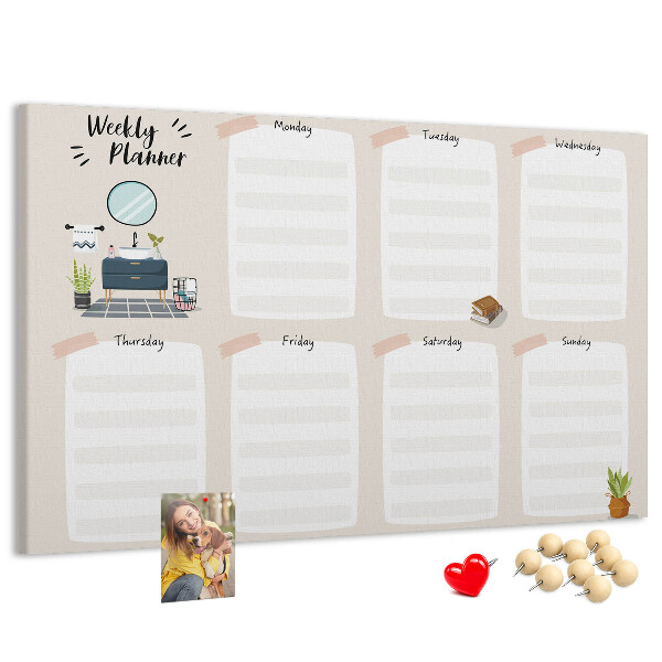 Cork display board Weekly planner