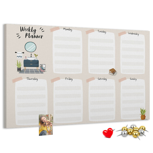 Cork display board Weekly planner