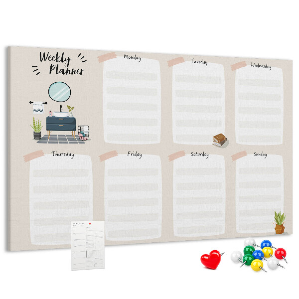 Cork display board Weekly planner