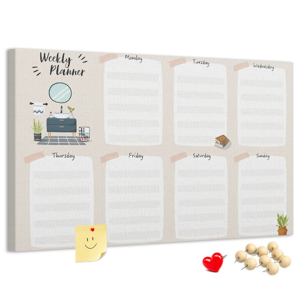 Cork display board Weekly planner