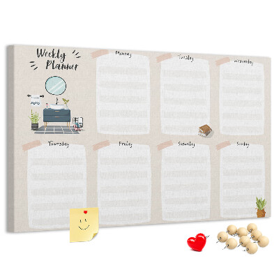 Cork display board Weekly planner