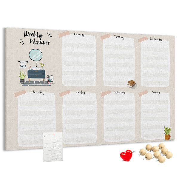 Cork display board Weekly planner