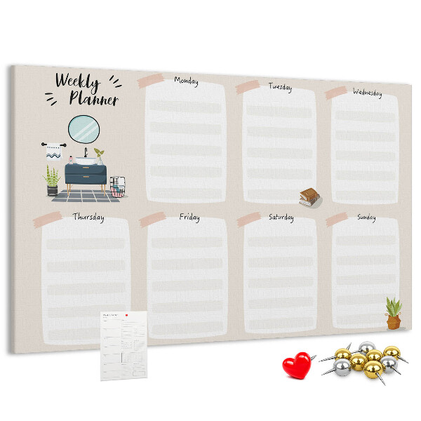 Cork display board Weekly planner