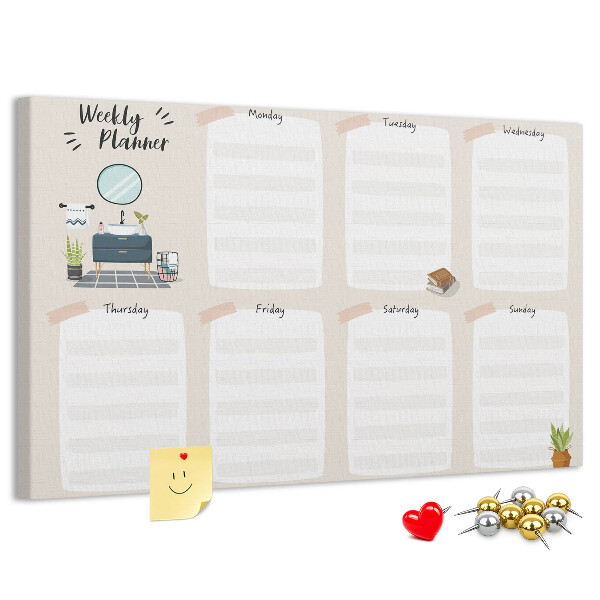 Cork display board Weekly planner