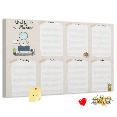 Cork display board Weekly planner