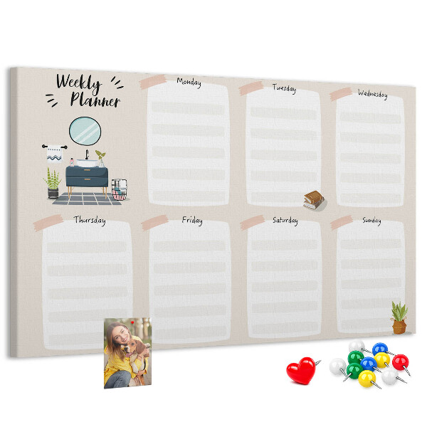 Cork display board Weekly planner