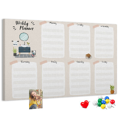Cork display board Weekly planner