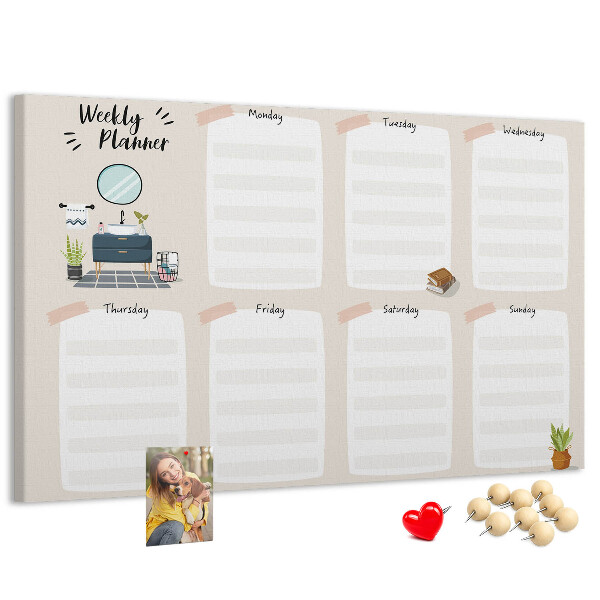 Cork display board Weekly planner