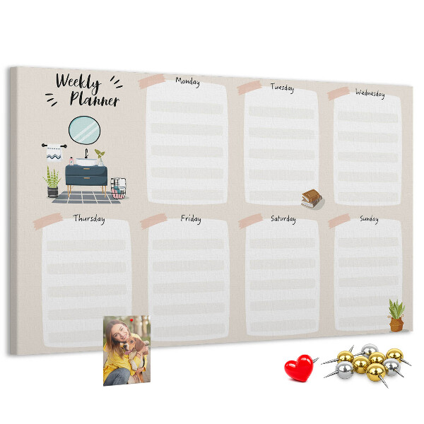Cork display board Weekly planner